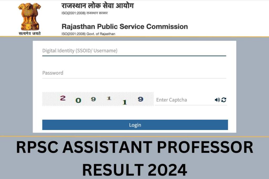 RPSC Assistant Professor Result 2024