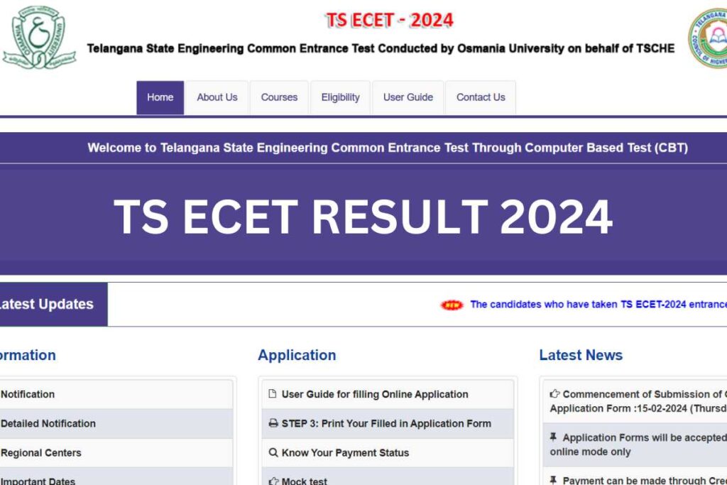 TS ECET Result 2024 - Merit List, Scorecard & Cut Off Marks